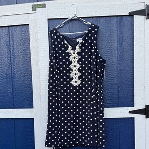 Navy Polka Dot Sleeveless Dress